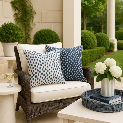 Agra 20x20 Sunbrella Pillow Set, Indigo 7 Agra 20x20 Sunbrella Pillow Set, Indigo