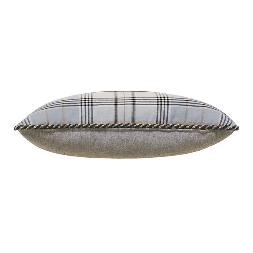 Carrie Buckle Lumbar Plaid Pillow, Grey/Tan 3 Carrie Buckle Lumbar Plaid Pillow, Grey/Tan
