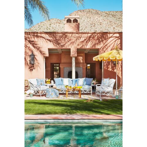 Milly 20x20 Outdoor Pillow, White/Blue 4 Milly 20x20 Outdoor Pillow, White/Blue
