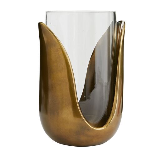 S/2 Sonia Tulip Aluminum Vases, Gold 3 S/2 Sonia Tulip Aluminum Vases, Gold