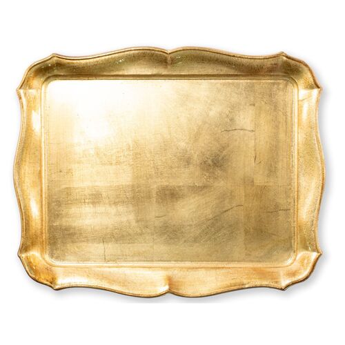 Florentine Rectangular Tray, Gold 1 Florentine Rectangular Tray, Gold