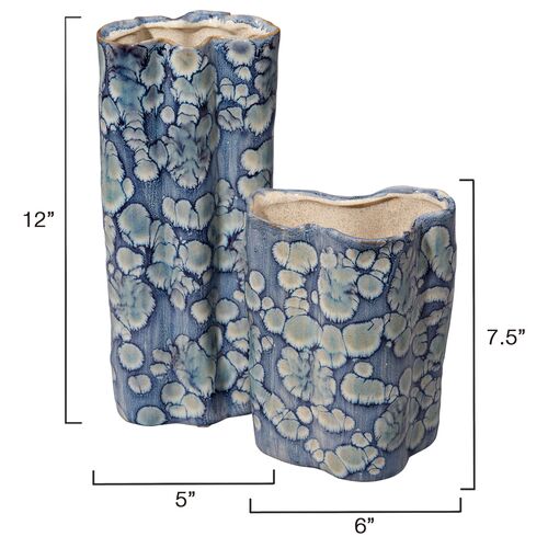 S/2 Cloud Ceramic Medium and Small Vases, Blue 6 S/2 Cloud Ceramic Medium and Small Vases, Blue