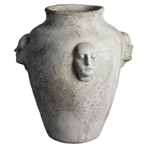 21" Four Faces Pot, Cathedral White 1 21" Four Faces Pot, Cathedral White