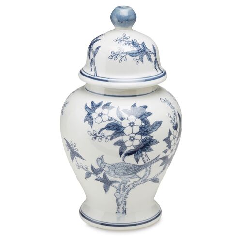 15" Ceramic Ginger Jar, Blue/White 1 15" Ceramic Ginger Jar, Blue/White