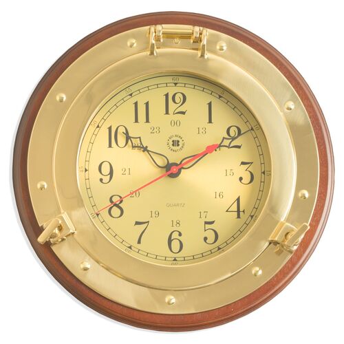 Brass Porthole Wall Clock 1 Brass Porthole Wall Clock