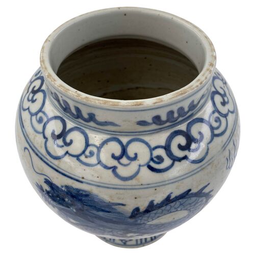 16" Small Dragon Temple Jar, Blue 3 16" Small Dragon Temple Jar, Blue