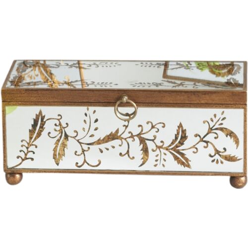 Madison Mirrored Floral Box, Gold 1 Madison Mirrored Floral Box, Gold
