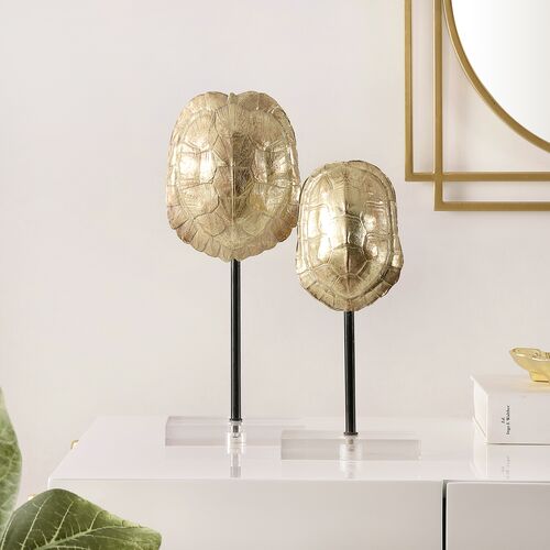 S/2 Cleo Turtle Shell, Gold 2 S/2 Cleo Turtle Shell, Gold