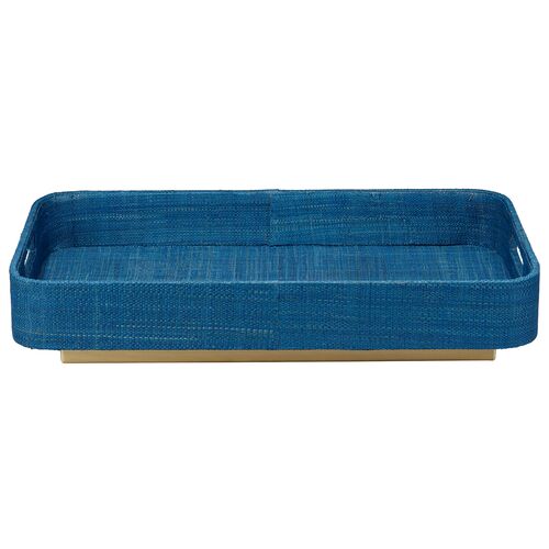 Utopia Raffia Footed Tray, Indigo 1 Utopia Raffia Footed Tray, Indigo