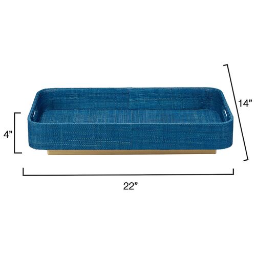 Utopia Raffia Footed Tray, Indigo 3 Utopia Raffia Footed Tray, Indigo