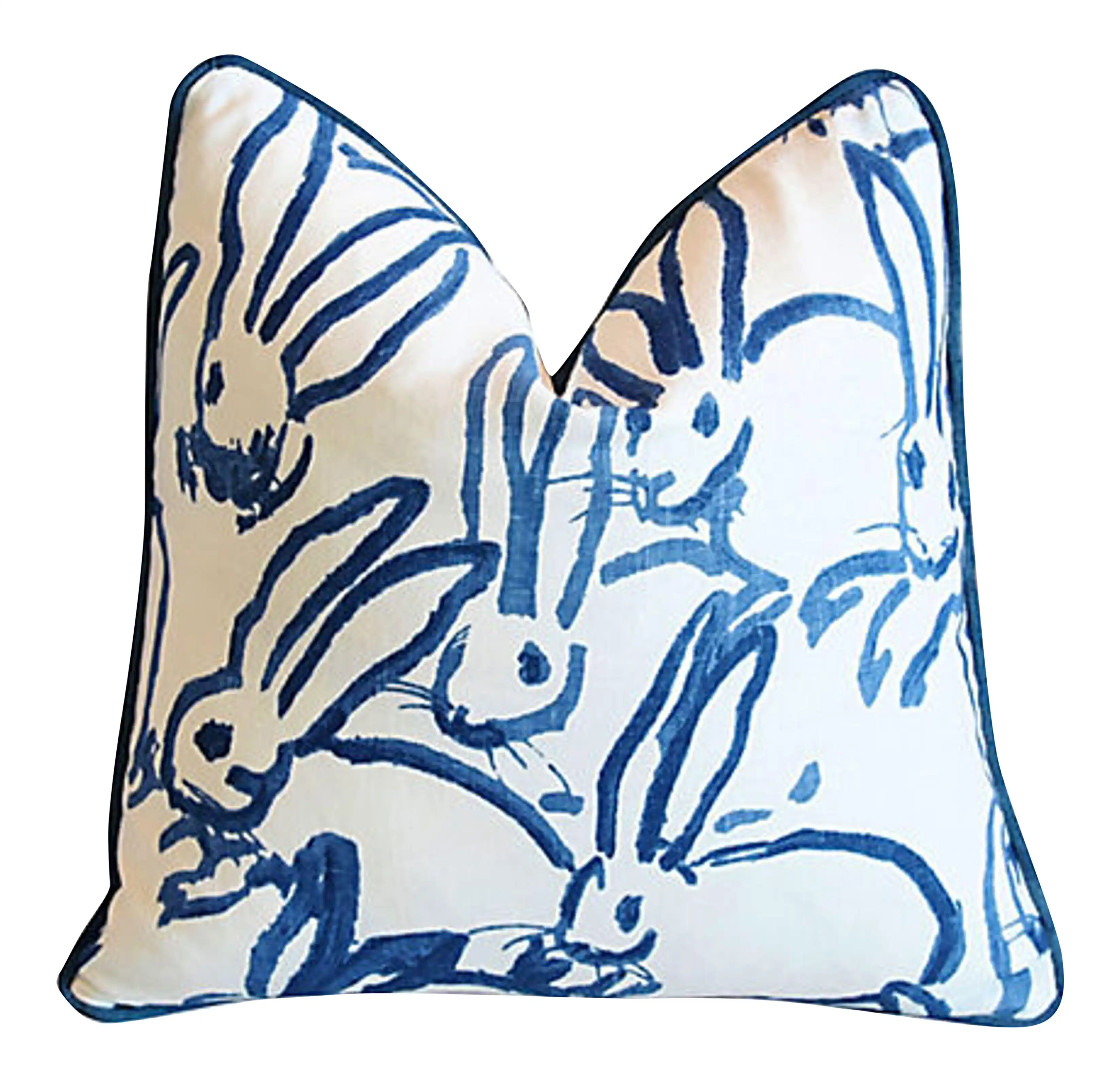 Blue Hunt Slonem Bunny Hutch Pillow 1 Blue Hunt Slonem Bunny Hutch Pillow
