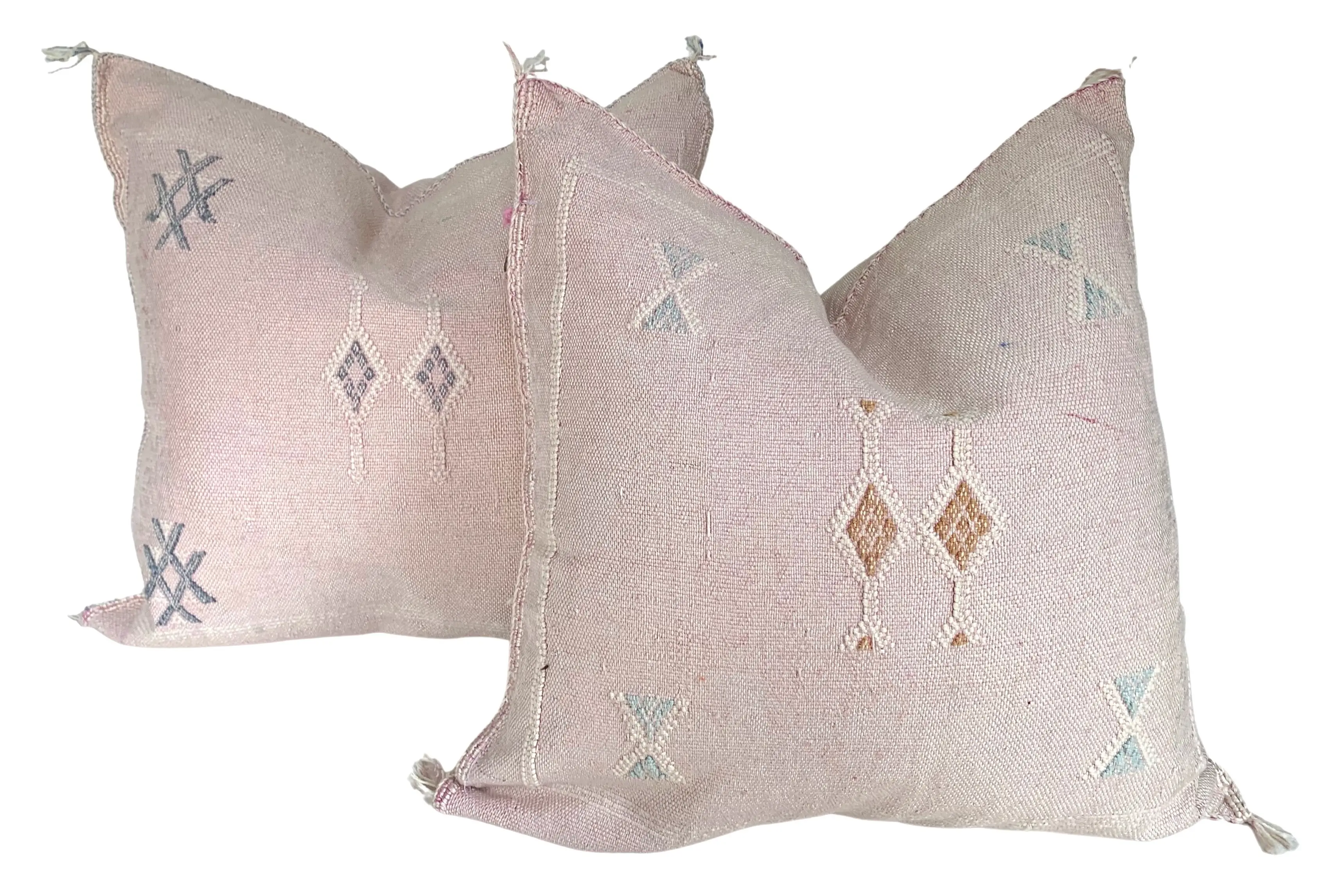 Moroccan Sabra Silk Pillows, Pair 2 Moroccan Sabra Silk Pillows, Pair