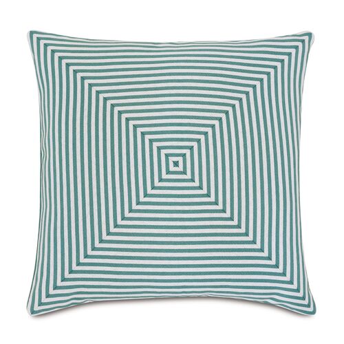 Ahoy 20x20 Outdoor Pillow, Mint/White 1 Ahoy 20x20 Outdoor Pillow, Mint/White