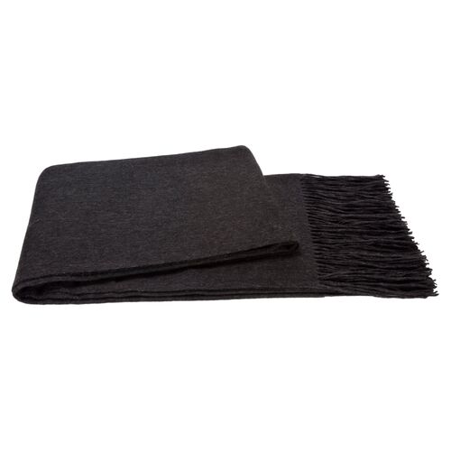 Solid Cashmere Throw, Charcoal Gray 1 Solid Cashmere Throw, Charcoal Gray