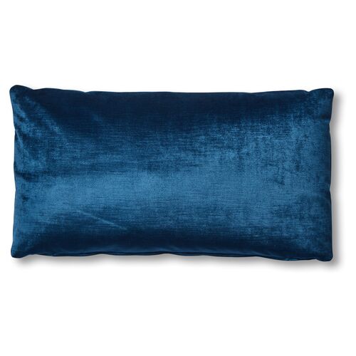 Ada Long Lumbar Pillow, Prussian Blue Velvet 1 Ada Long Lumbar Pillow, Prussian Blue Velvet
