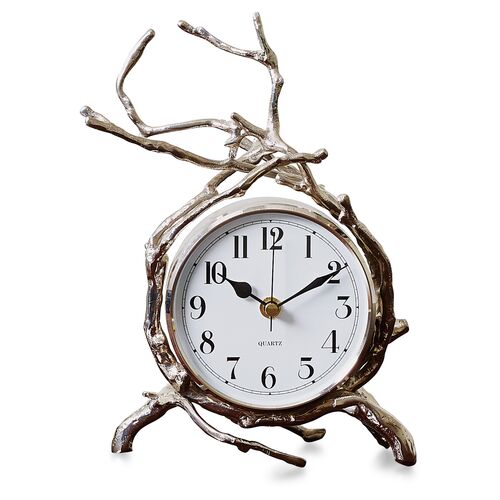 10" Twig Clock, Nickel 1 10" Twig Clock, Nickel