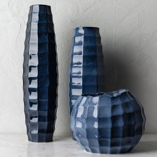 S/3 Anthony Vase, Blue 2 S/3 Anthony Vase, Blue