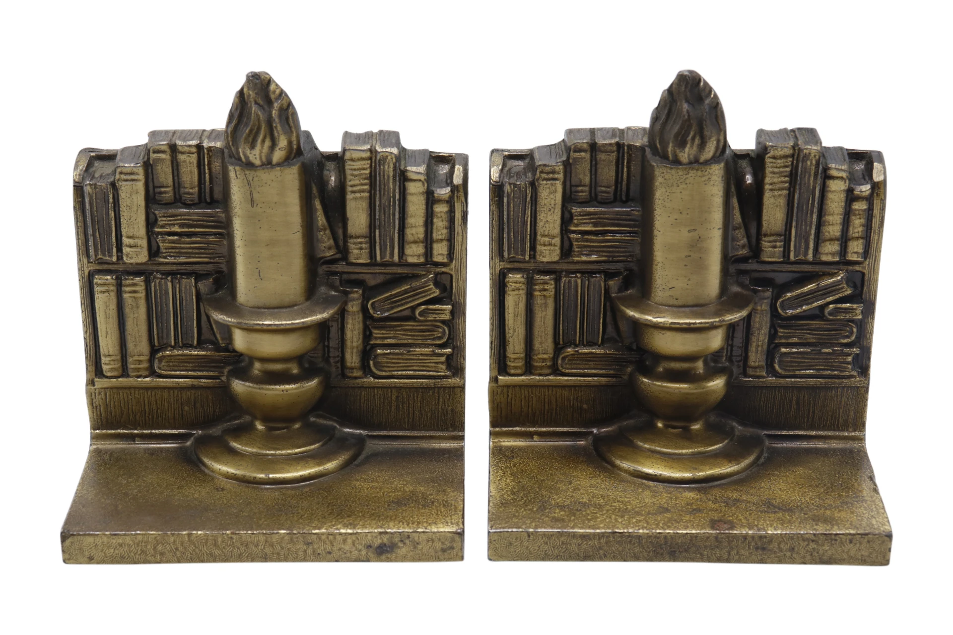 Brass Bookcase Bookends - a Pair 1 Brass Bookcase Bookends - a Pair