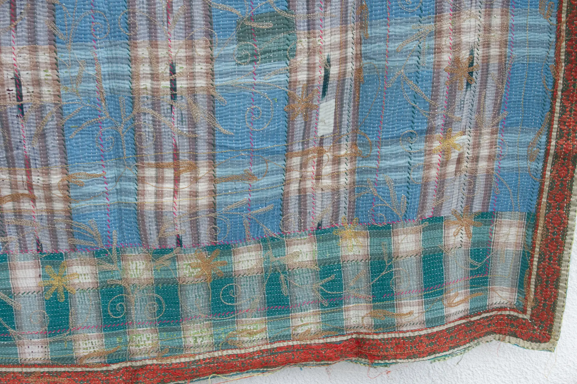 Vintage Turquoise & Gold Suzani Throw 2 Vintage Turquoise & Gold Suzani Throw