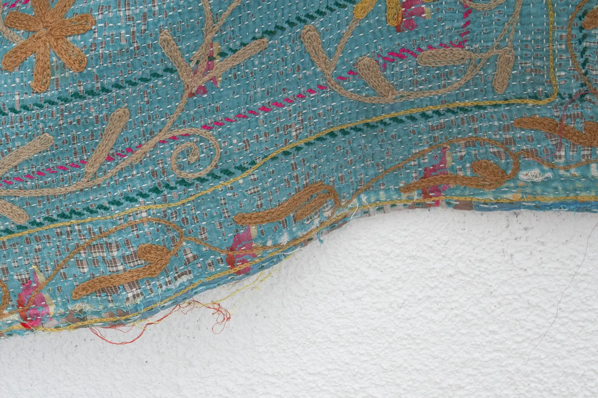 Vintage Turquoise & Gold Suzani Throw 3 Vintage Turquoise & Gold Suzani Throw
