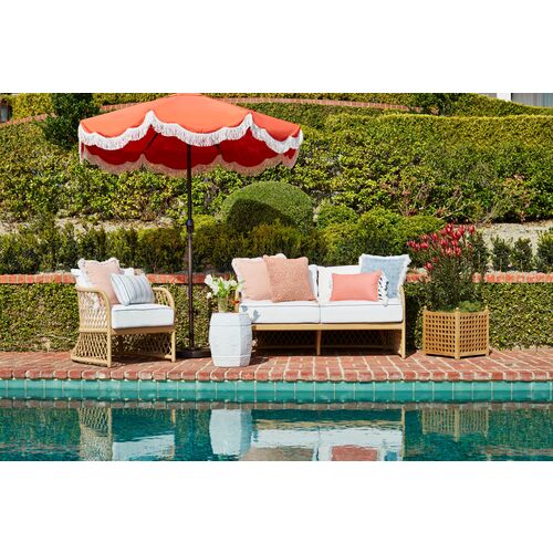 Callie 13x22 Outdoor Lumbar Pillow, Melon/White 4 Callie 13x22 Outdoor Lumbar Pillow, Melon/White