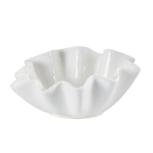Ruffle Ceramic Large Bowl, White 1 Ruffle Ceramic Large Bowl, White
