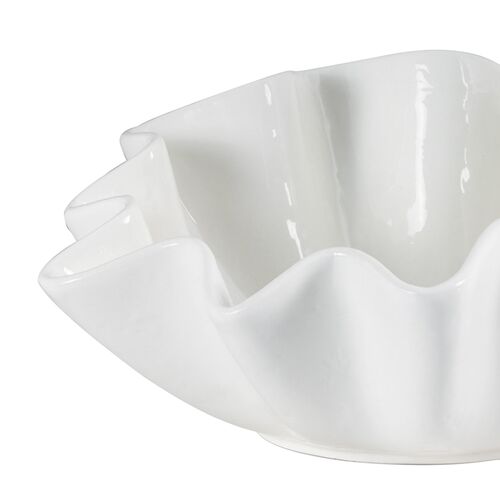 Ruffle Ceramic Large Bowl, White 2 Ruffle Ceramic Large Bowl, White