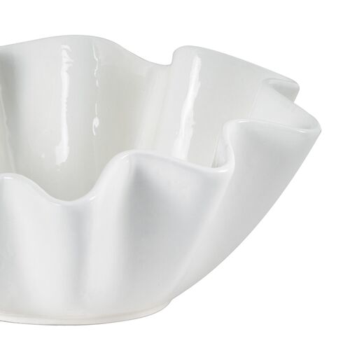 Ruffle Ceramic Large Bowl, White 3 Ruffle Ceramic Large Bowl, White
