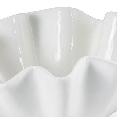 Ruffle Ceramic Large Bowl, White 4 Ruffle Ceramic Large Bowl, White