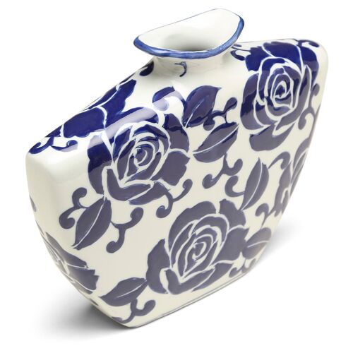 10" Giverny Narrow Vase, Blue/White 2 10" Giverny Narrow Vase, Blue/White