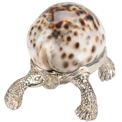 Turtle Brass/Shell Paperweight, Silver/Brown 1 Turtle Brass/Shell Paperweight, Silver/Brown