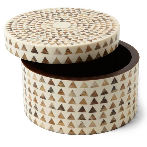 Triangle Stripe Box, Cream/Brown 2 Triangle Stripe Box, Cream/Brown
