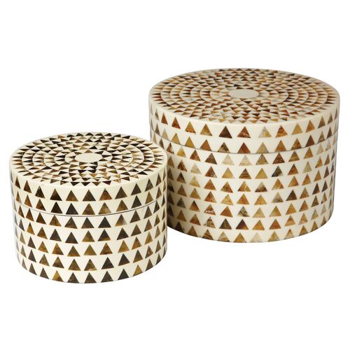 Triangle Stripe Box, Cream/Brown 3 Triangle Stripe Box, Cream/Brown