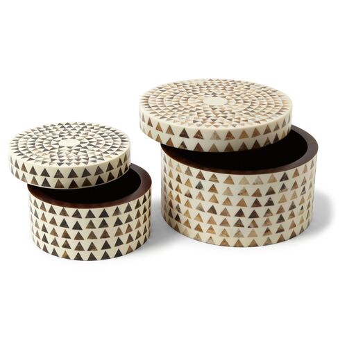 Triangle Stripe Box, Cream/Brown 5 Triangle Stripe Box, Cream/Brown