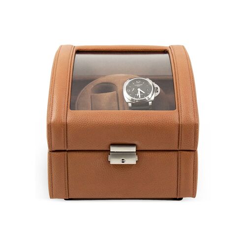 Leather Double Watch Winder, Tan