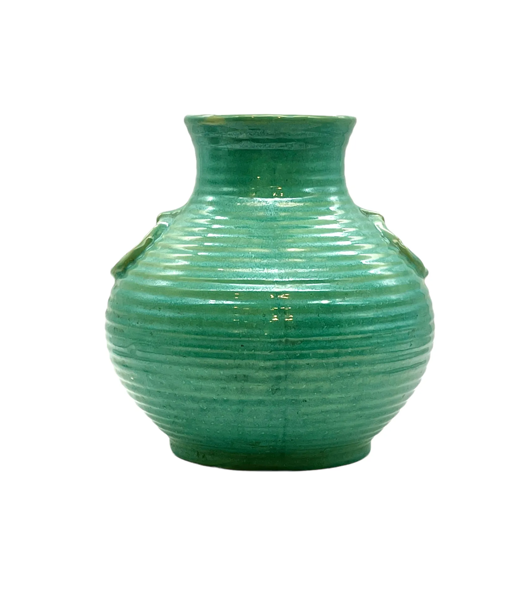 C. 1970s Teal Green Glazed Ceramic Vase 1 C. 1970s Teal Green Glazed Ceramic Vase