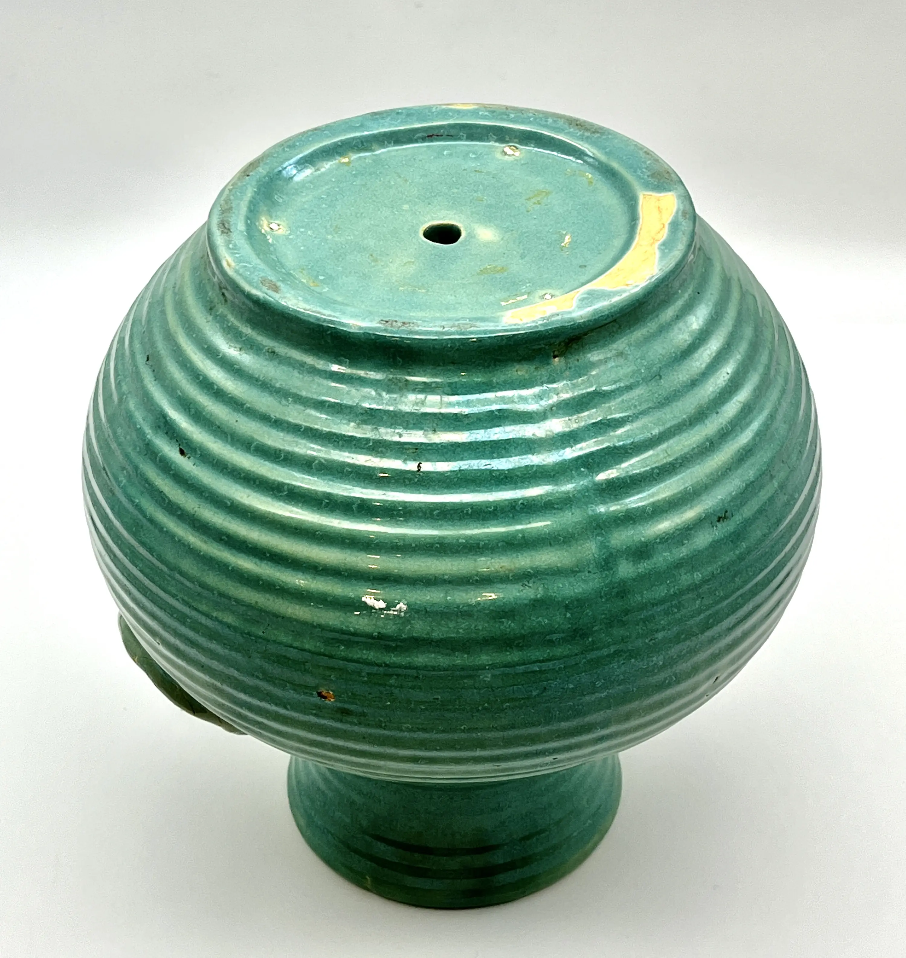 C. 1970s Teal Green Glazed Ceramic Vase 6 C. 1970s Teal Green Glazed Ceramic Vase