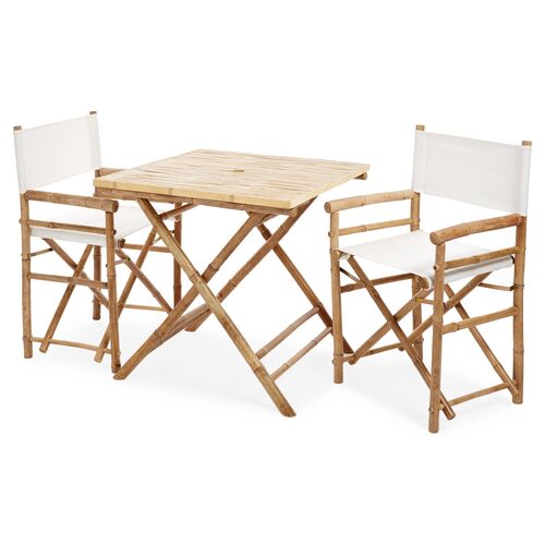 Square 3-Pc Dining Set, White/Natural 1 Square 3-Pc Dining Set, White/Natural