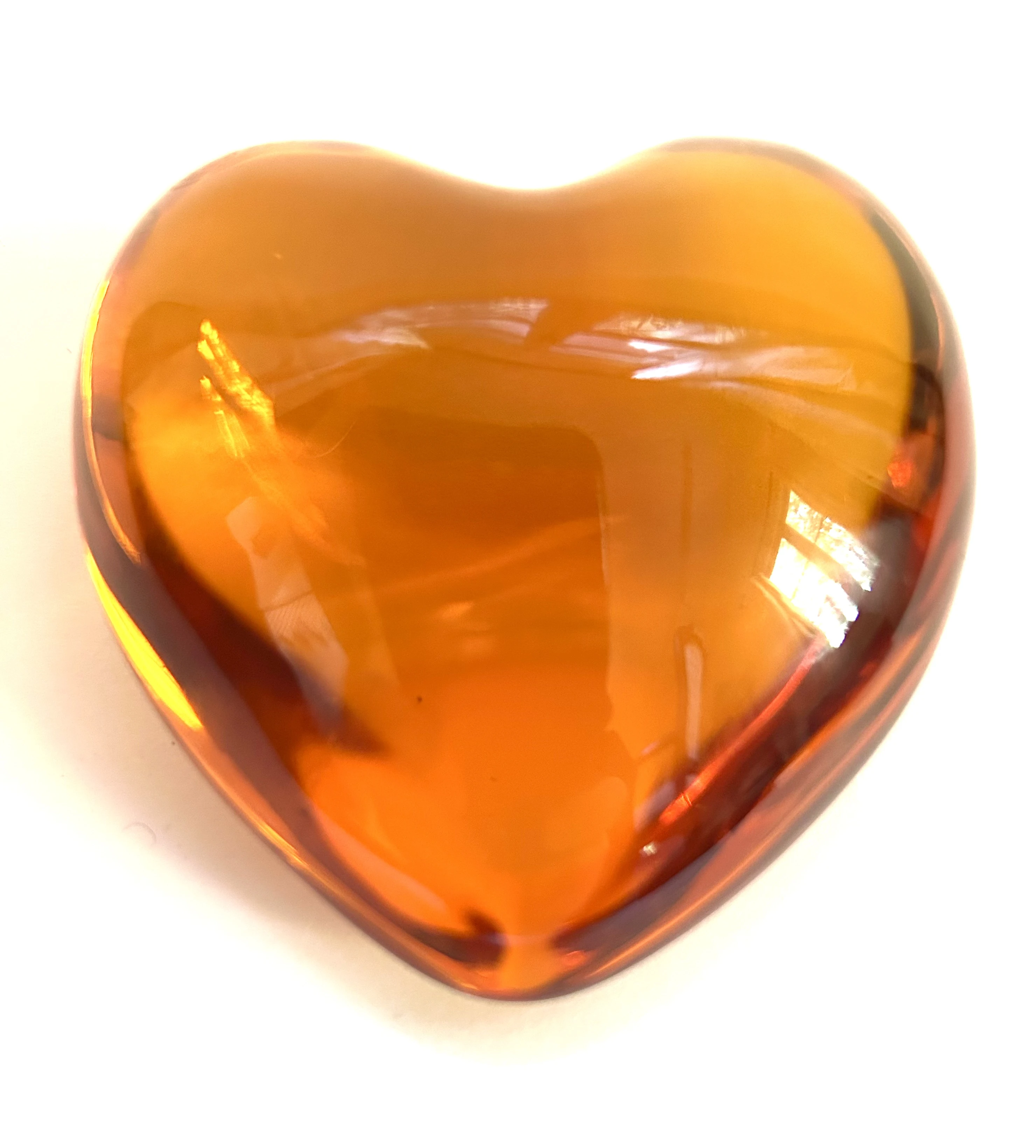 Baccarat French Amber Crystal Heart 2 Baccarat French Amber Crystal Heart