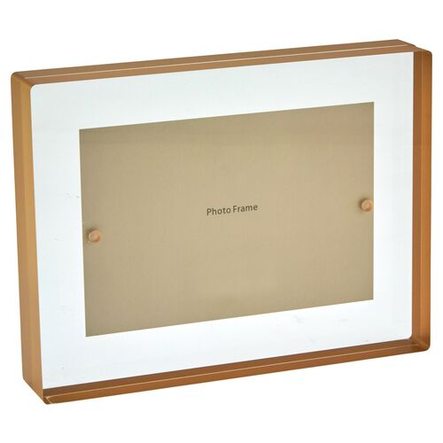 Lucite Border Picture Frame, Gold 1 Lucite Border Picture Frame, Gold