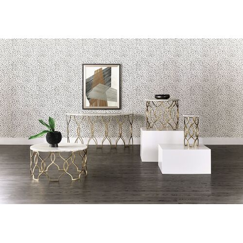 Melange Corrina Steel/Stone Martini Table, Gold 4 Melange Corrina Steel/Stone Martini Table, Gold