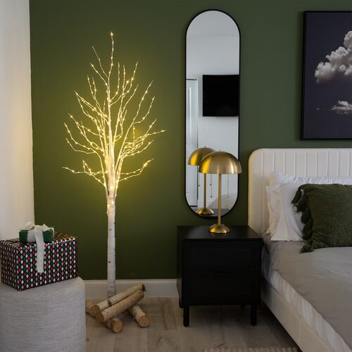 6ft Pre Lit Artificial White Birch Tree 6 6ft Pre Lit Artificial White Birch Tree