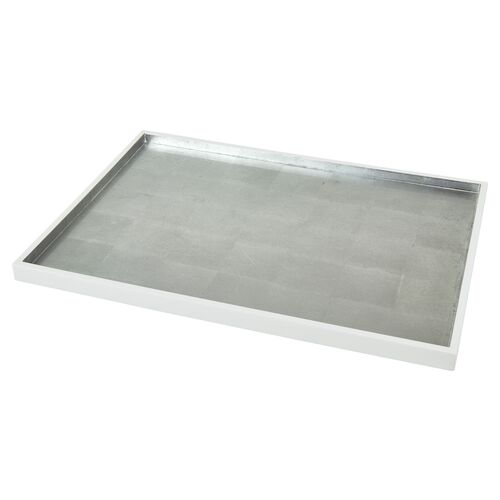 Large Silver Bottom Tray, White 1 Large Silver Bottom Tray, White