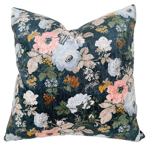Dutton Floral Velvet 20x20 Pillow, Teal Crypton 1 Dutton Floral Velvet 20x20 Pillow, Teal Crypton