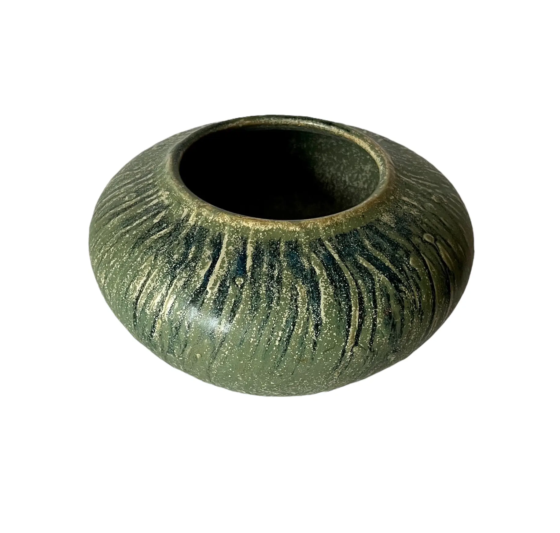C. 1980s Sage Green Low Vase 1 C. 1980s Sage Green Low Vase