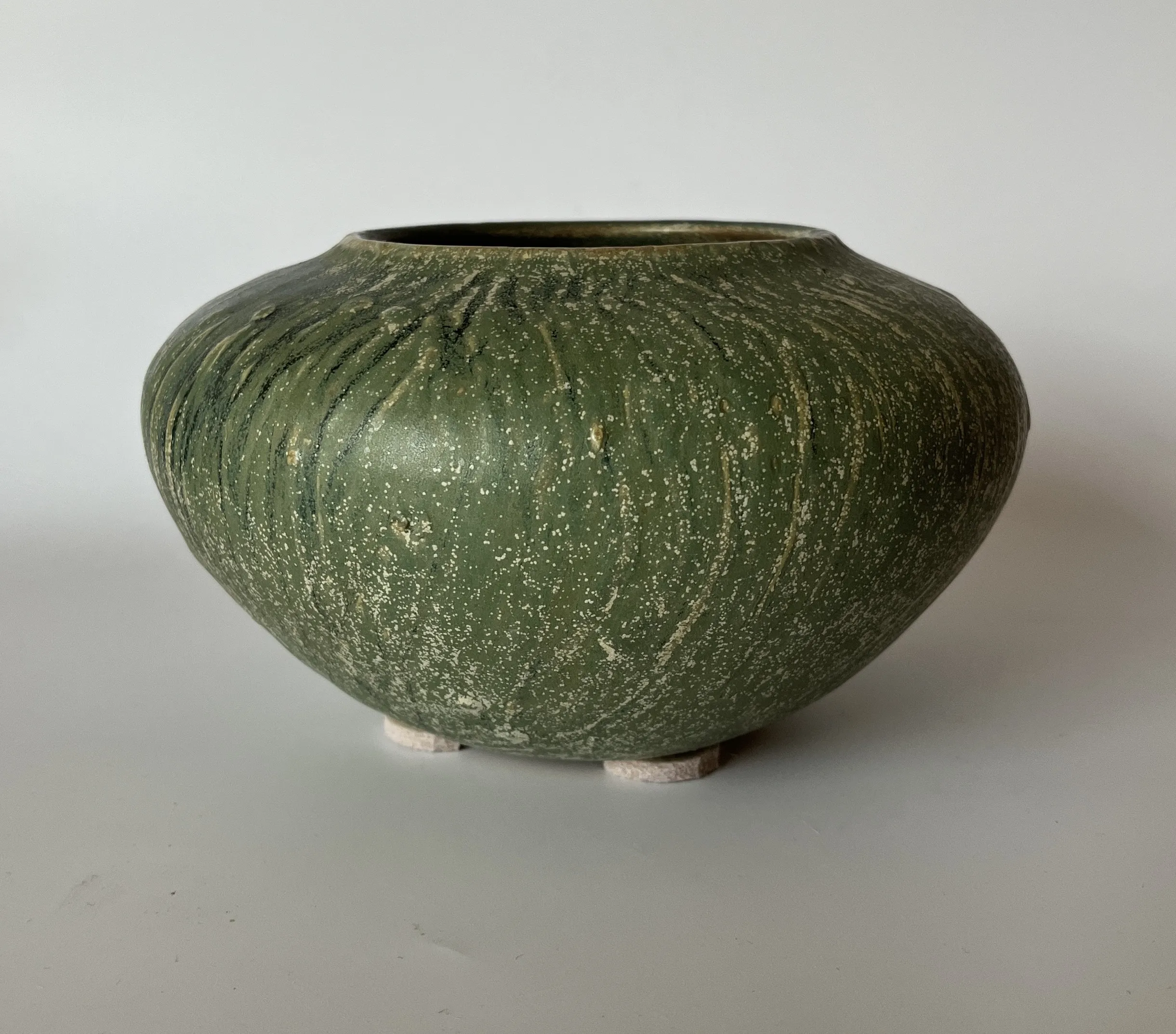C. 1980s Sage Green Low Vase 3 C. 1980s Sage Green Low Vase