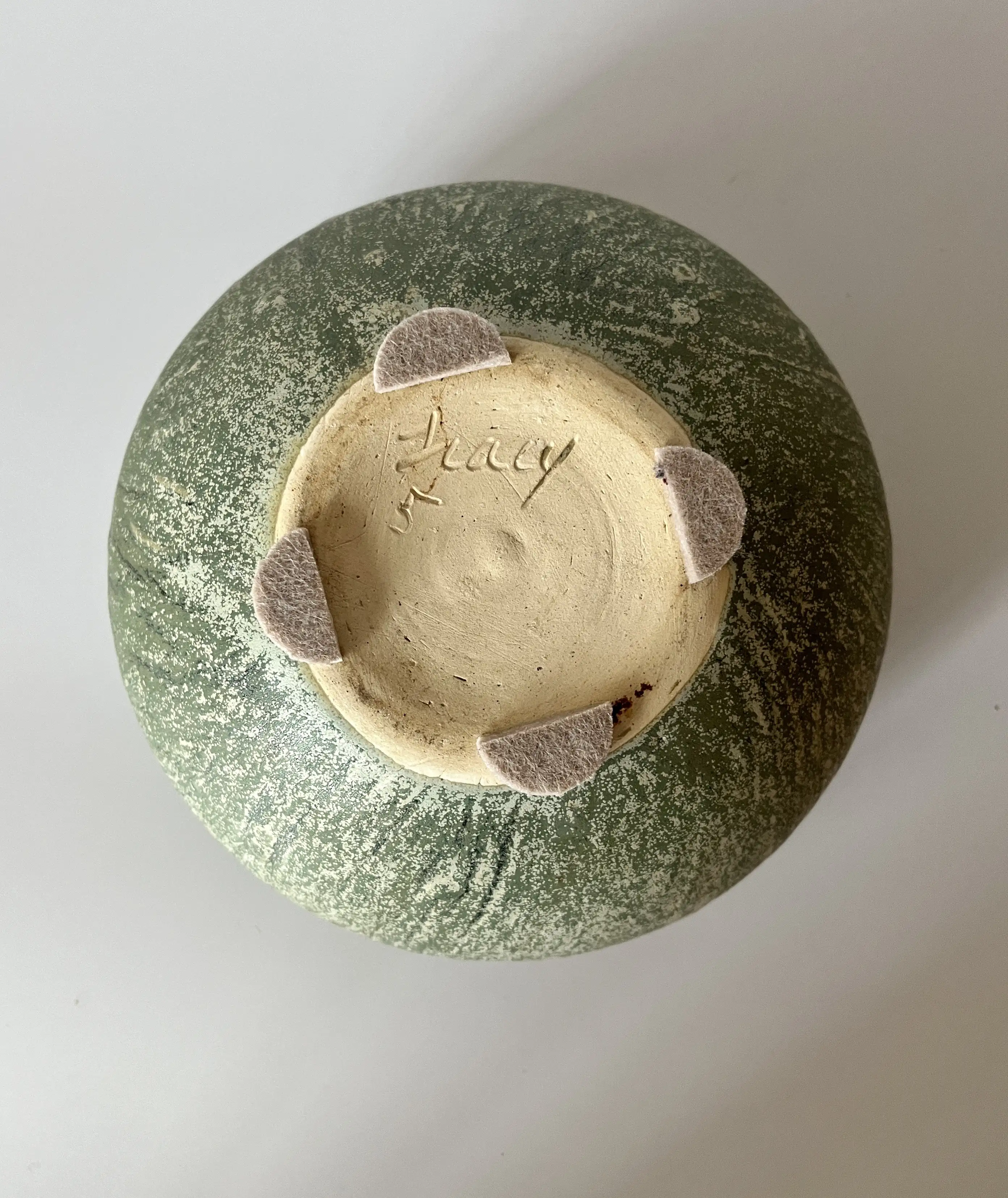 C. 1980s Sage Green Low Vase 5 C. 1980s Sage Green Low Vase