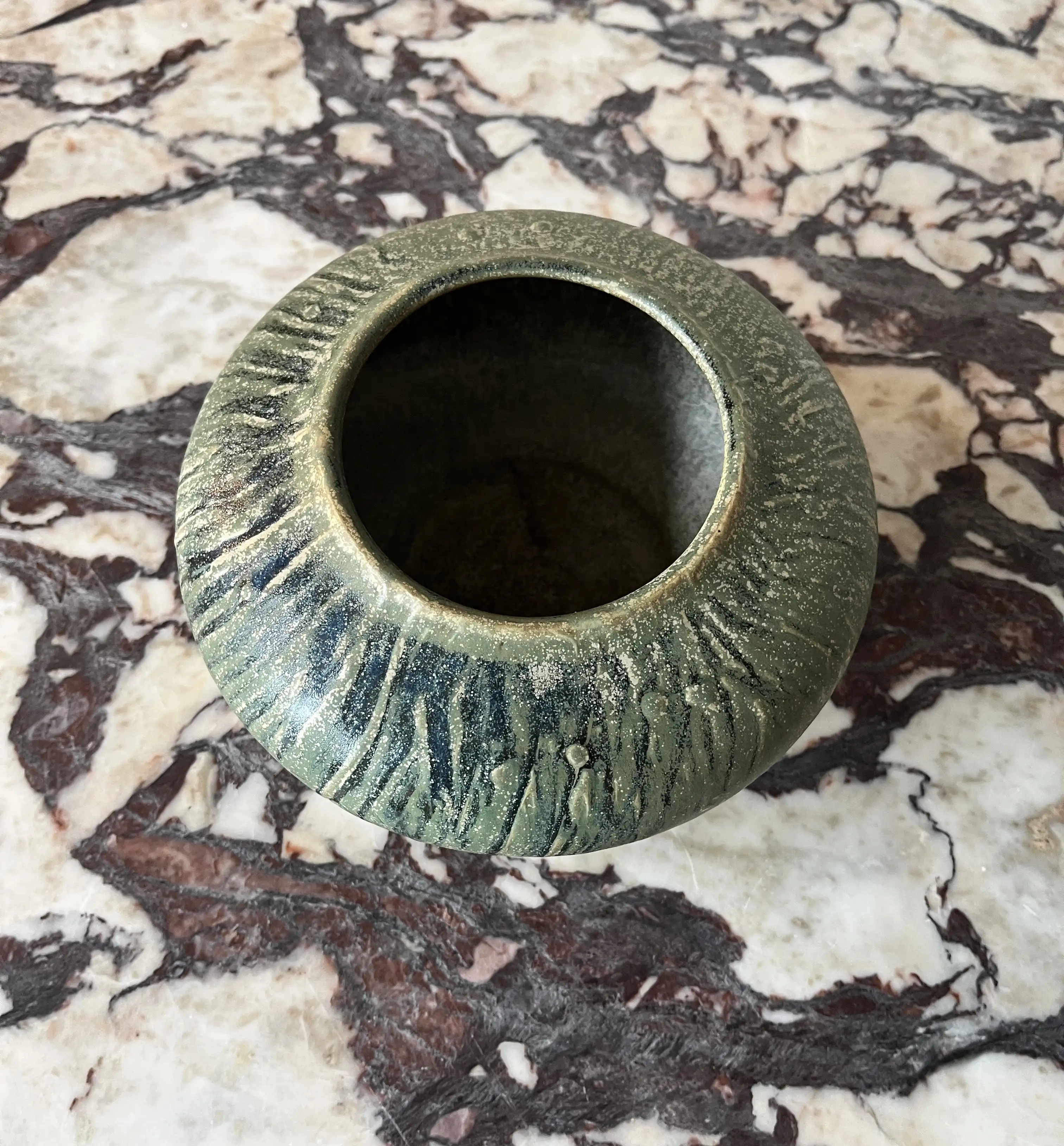C. 1980s Sage Green Low Vase 6 C. 1980s Sage Green Low Vase