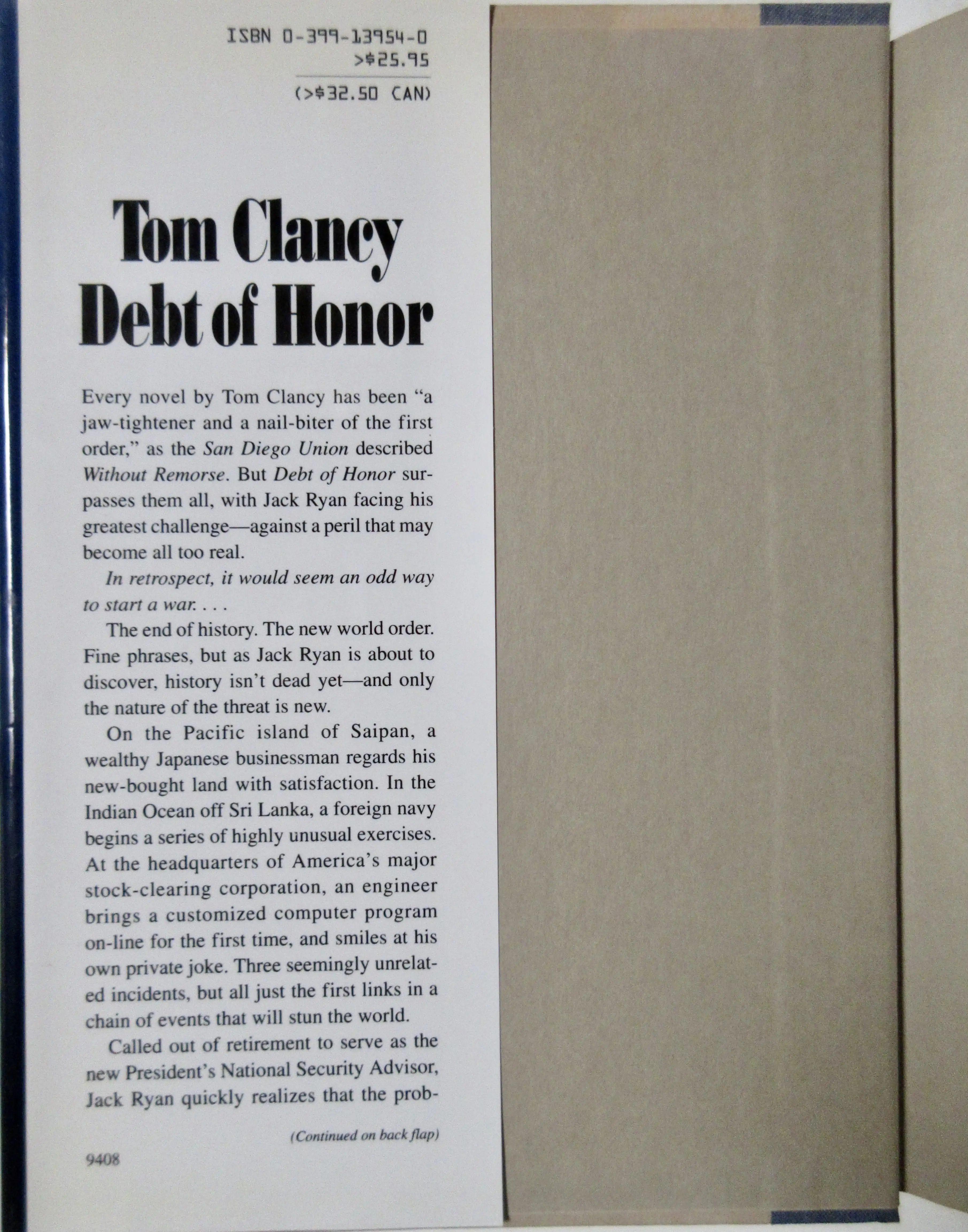 Debt of HonorTom ClancyFirst Edition 2 Debt of HonorTom ClancyFirst Edition
