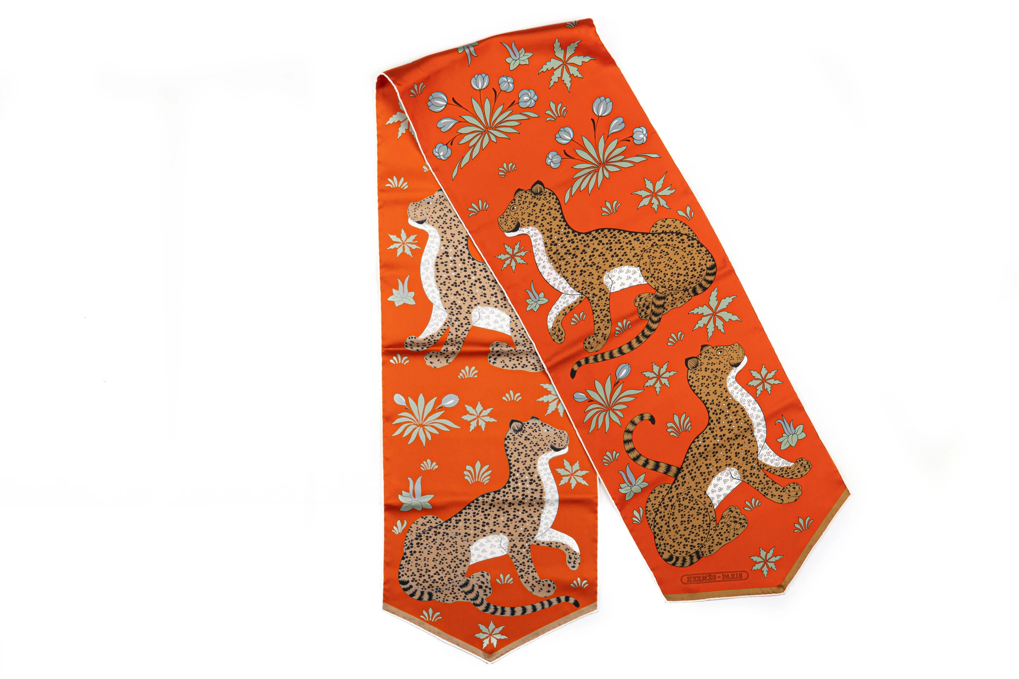 Herm¨¨s NIB Orange Guepards Silk Stole 1 Herm¨¨s NIB Orange Guepards Silk Stole